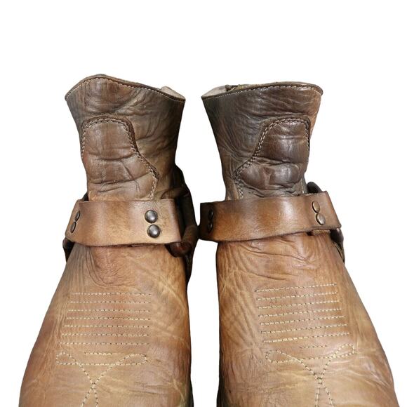 Freebird Boots Womens 10 Western Harness Zip Biker Distressed Leather FB-PLDIP - Picture 5 of 16